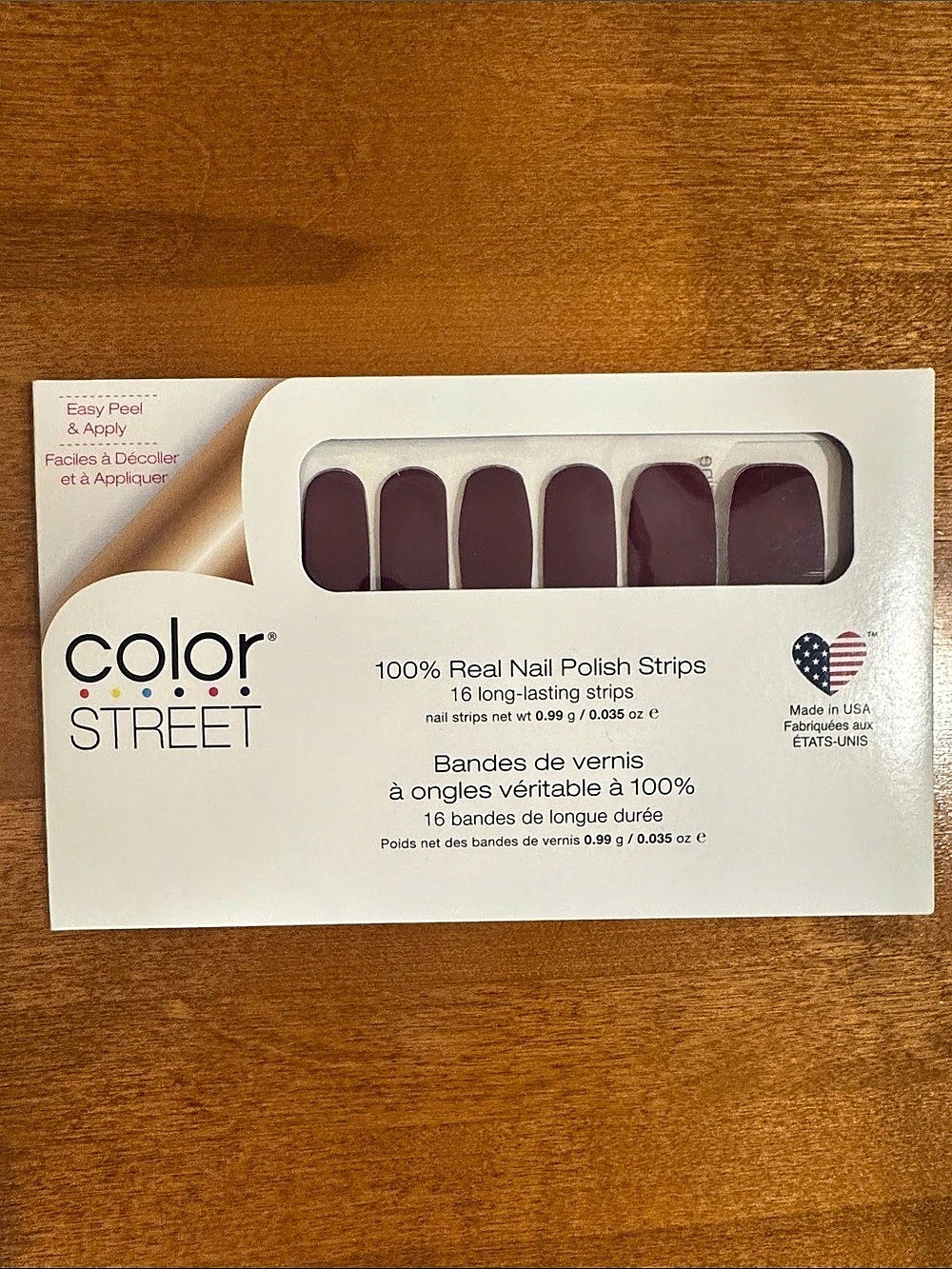 Color Street Dark Roast Real Nail Polish Strips Purple NWT
